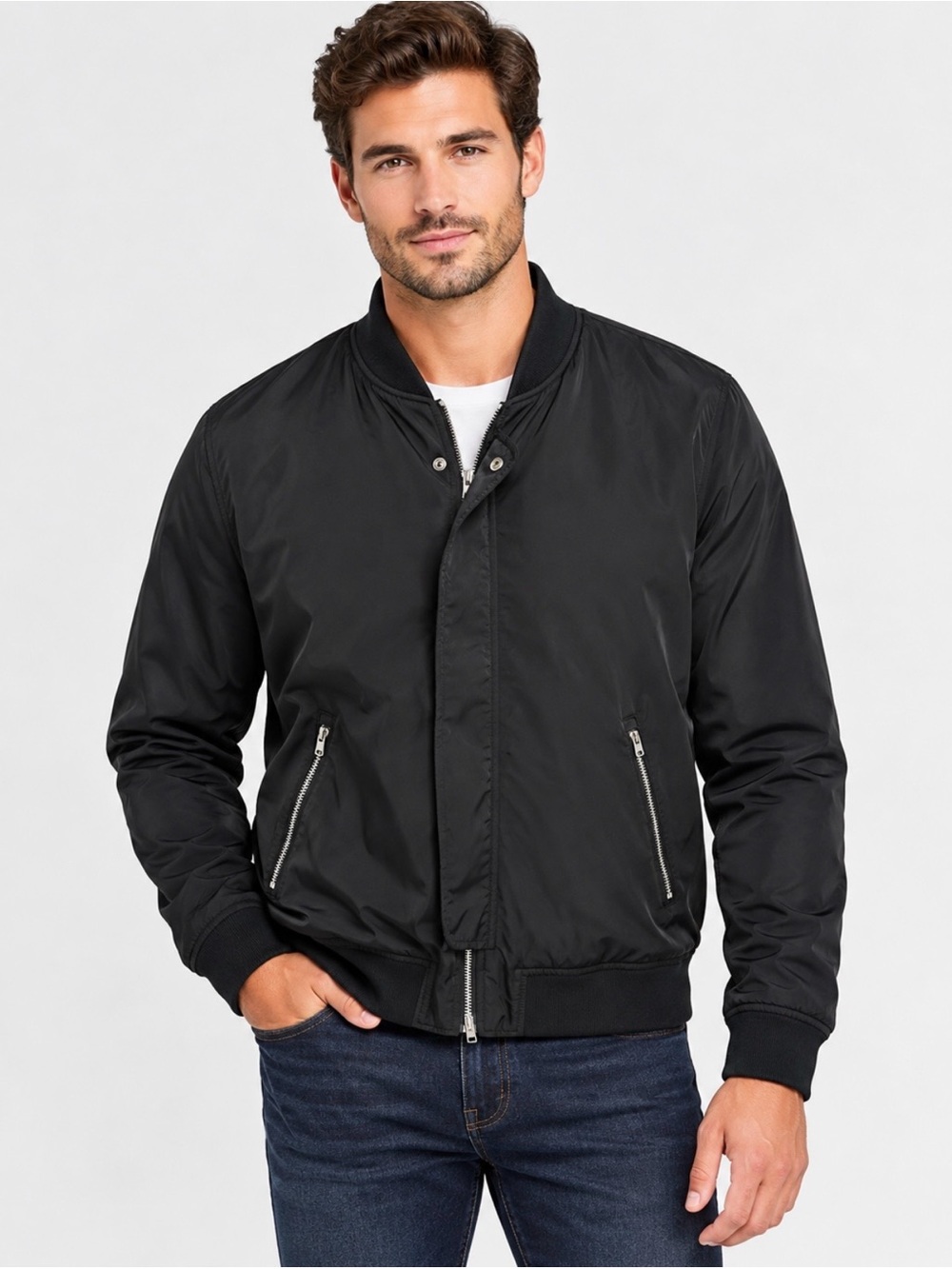 Club Monaco Men's Bomber Style Jacket Size XL Black Lined